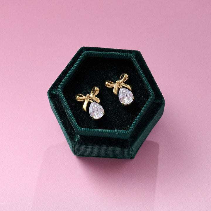 Amelia Scott Gold Bow Clear Cubic Zirconia Stud Earrings - MococoAmelia ScottAS22TRE55/WEBEarrings