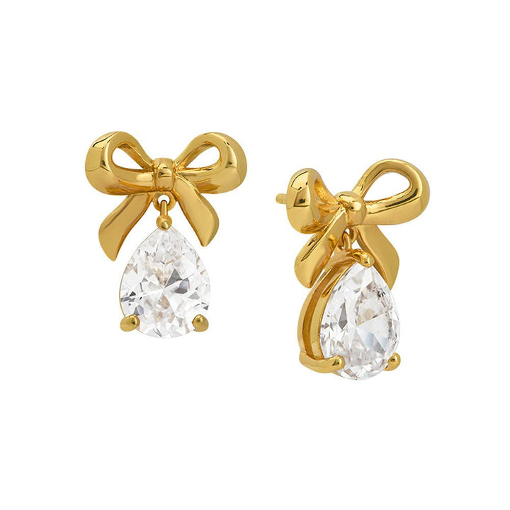 Amelia Scott Gold Bow Clear Cubic Zirconia Stud Earrings - MococoAmelia ScottAS22TRE55/WEBEarrings