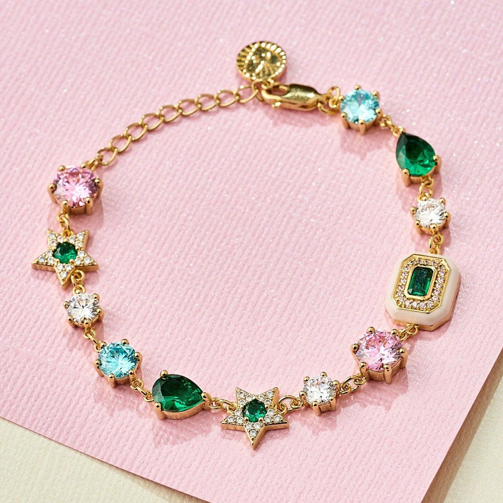 Amelia Scott Gold Celeste Cluster Blush Pink & Emerald Green Bracelet - MococoAmelia ScottAS22SGB05/WEBBracelets