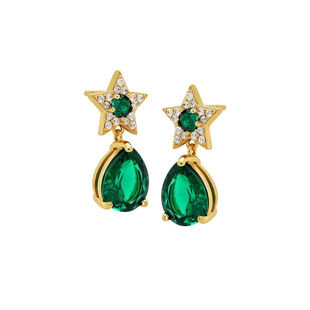Amelia Scott Gold Celeste Mini Star Emerald Green Teardrop Stud Earrings - MococoAmelia ScottAS22SGE26/WEBEarrings