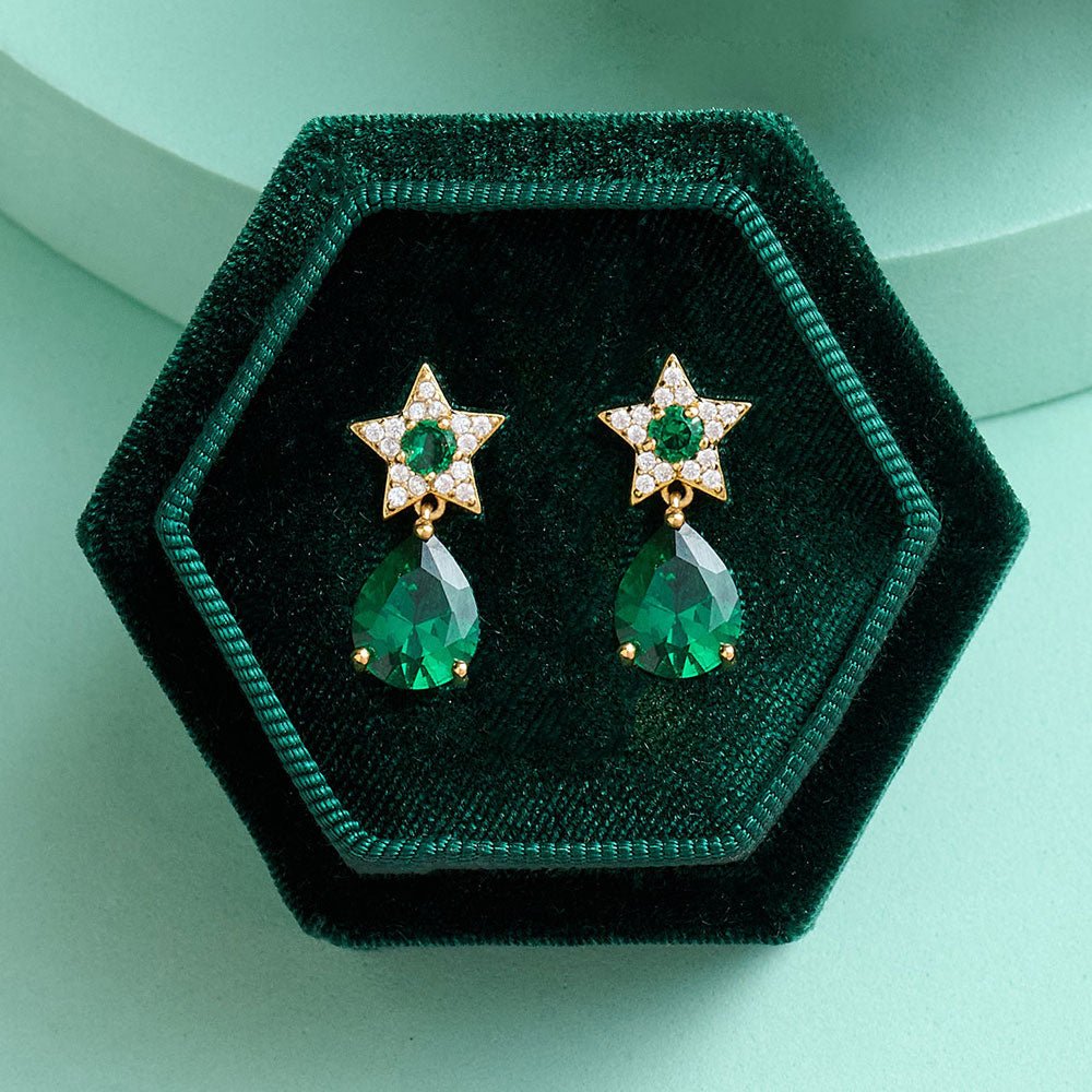 Amelia Scott Gold Celeste Mini Star Emerald Green Teardrop Stud Earrings - MococoAmelia ScottAS22SGE26/WEBEarrings