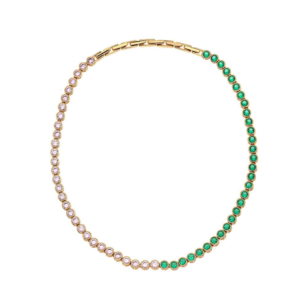 Amelia Scott Gold Dotty Tennis Blush Pink & Emerald Green Necklace - MococoAmelia ScottAS22TRN08/WEBNecklace