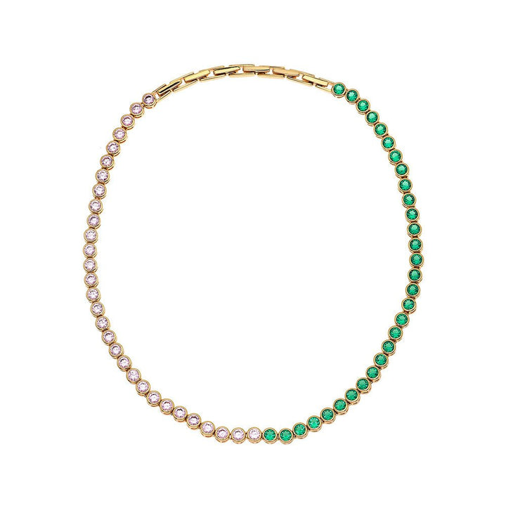 Amelia Scott Gold Dotty Tennis Blush Pink & Emerald Green Necklace - MococoAmelia ScottAS22TRN08/WEBNecklace