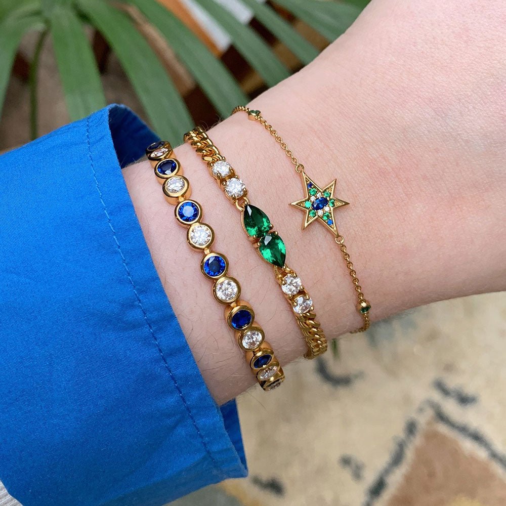 Amelia Scott Gold Dotty Tennis Sapphire Blue & Clear Bracelet - MococoAmelia ScottAS22TRB07/WEBBracelets