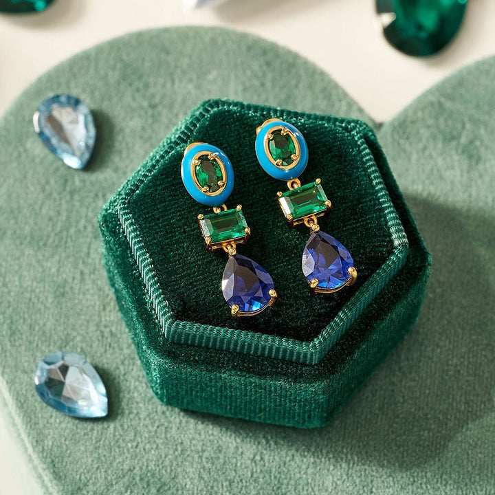 Amelia Scott Gold Frida Enamel Drop Blue & Green Earrings - MococoAmelia ScottAS22TRE15/WEBEarrings