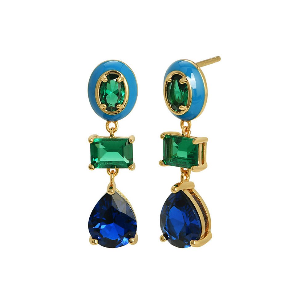 Amelia Scott Gold Frida Enamel Drop Blue & Green Earrings - MococoAmelia ScottAS22TRE15/WEBEarrings