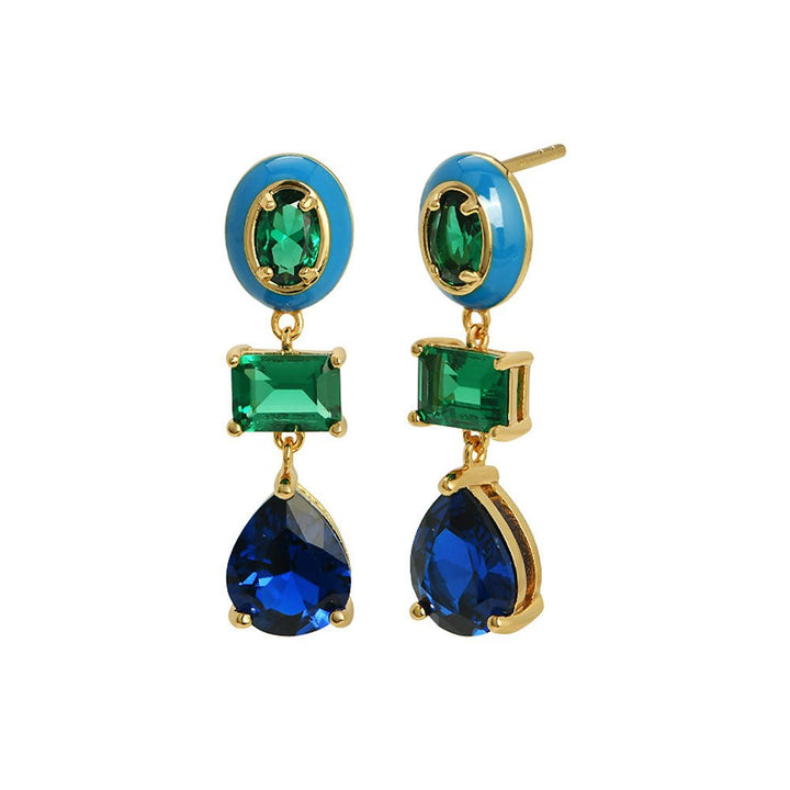 Amelia Scott Gold Frida Enamel Drop Blue & Green Earrings - MococoAmelia ScottAS22TRE15/WEBEarrings