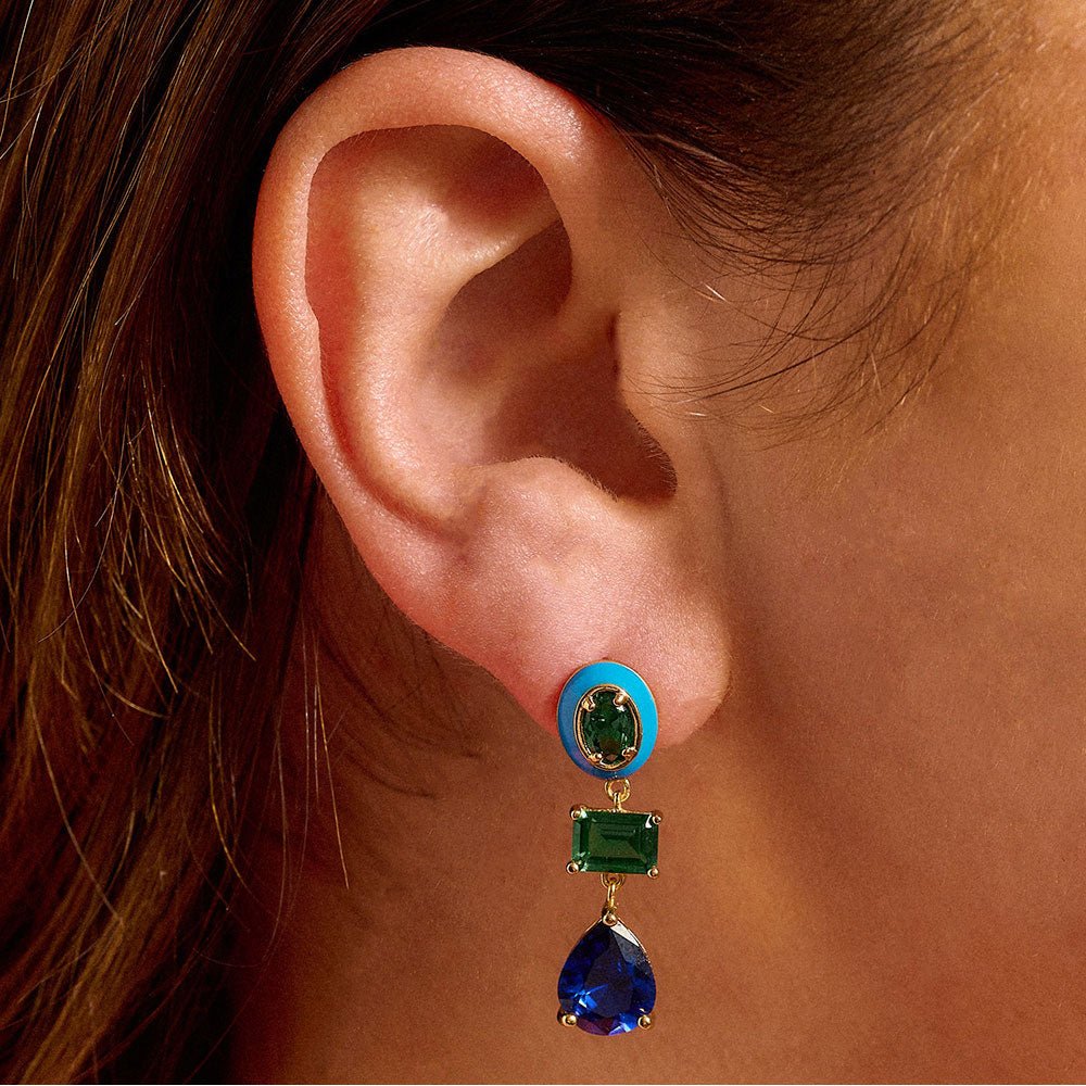 Amelia Scott Gold Frida Enamel Drop Blue & Green Earrings - MococoAmelia ScottAS22TRE15/WEBEarrings