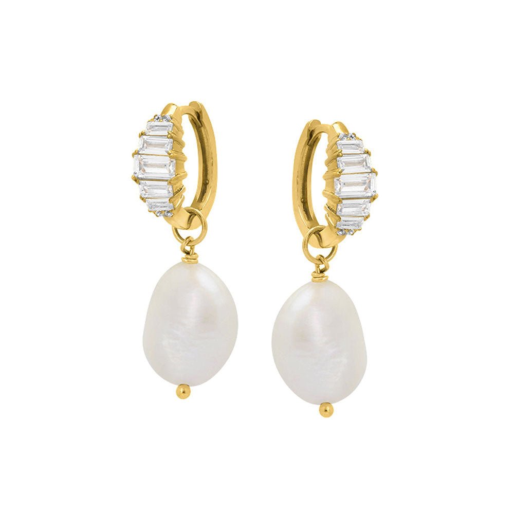 Amelia Scott Gold Isla Art Deco Baroque Pearl Hoop Earrings - MococoAmelia ScottAS22TRE48/WEBEarrings