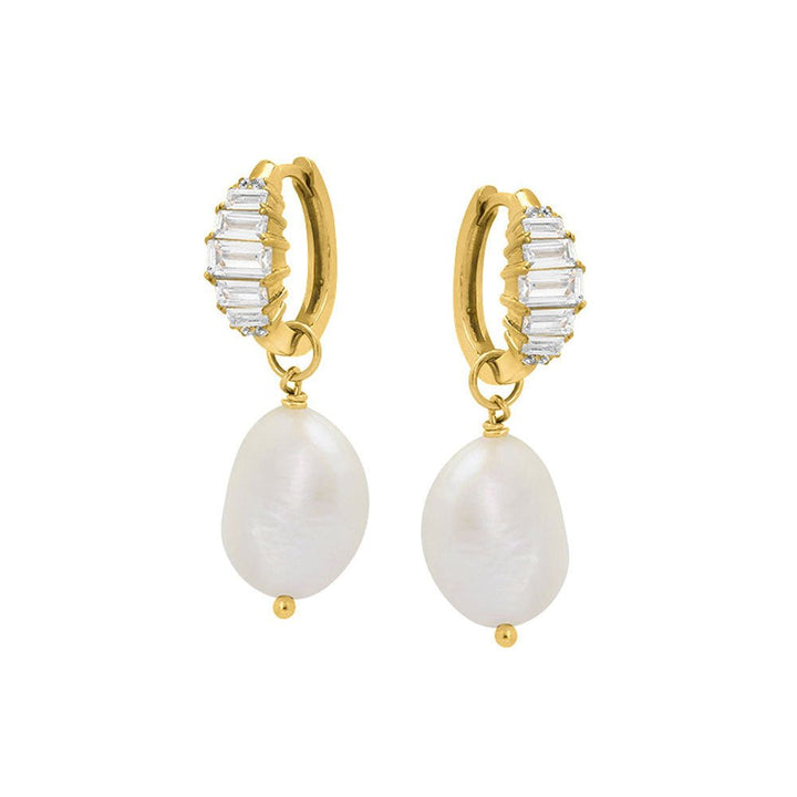 Amelia Scott Gold Isla Art Deco Baroque Pearl Hoop Earrings - MococoAmelia ScottAS22TRE48/WEBEarrings