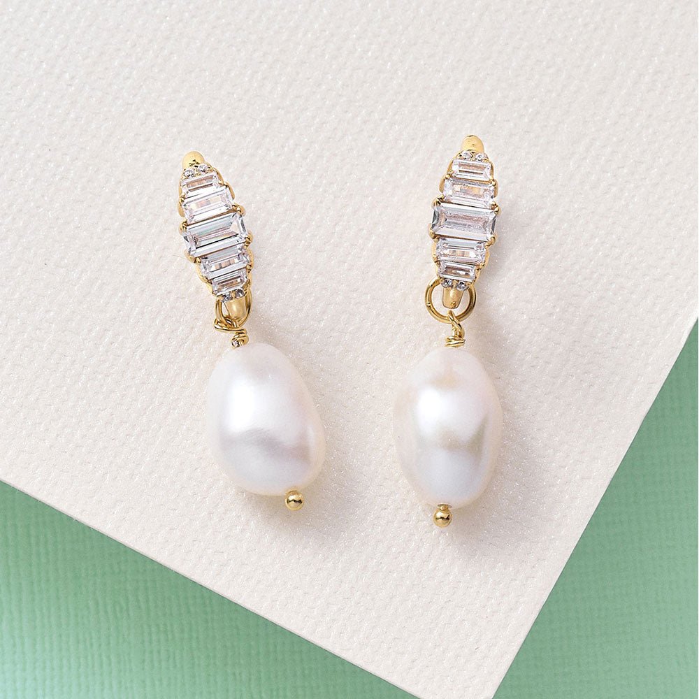 Amelia Scott Gold Isla Art Deco Baroque Pearl Hoop Earrings - MococoAmelia ScottAS22TRE48/WEBEarrings