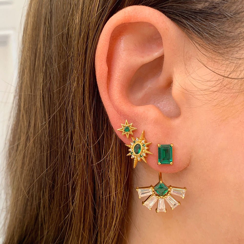 Amelia Scott Gold Lola Art Deco Jacket Emerald Green Earrings - MococoAmelia ScottAS22TRE18/WEBEarrings