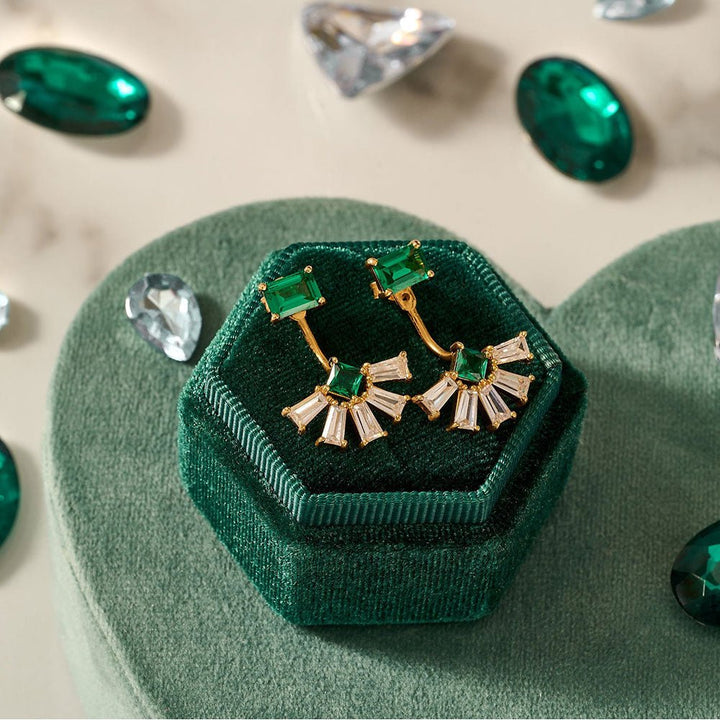 Amelia Scott Gold Lola Art Deco Jacket Emerald Green Earrings - MococoAmelia ScottAS22TRE18/WEBEarrings