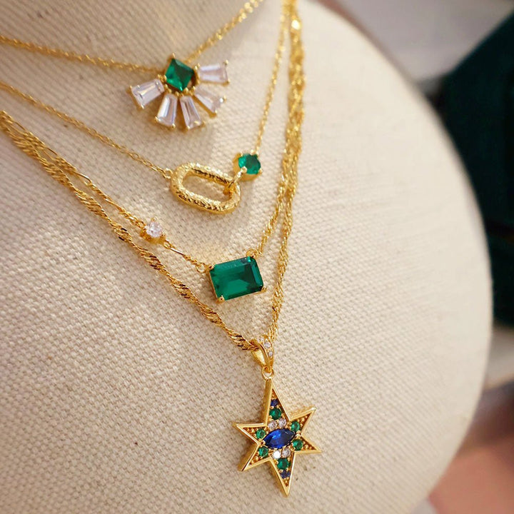 Amelia Scott Gold Lola Emerald Emerald Green Cut Necklace - MococoAmelia ScottAS22TRN05/WEBNecklace