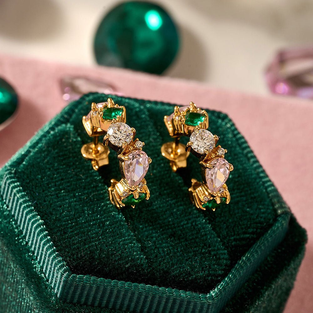 Amelia Scott Gold Lottie Cluster Flamingo Hoops - MococoAmelia ScottAS22TRE14/WEBEarrings