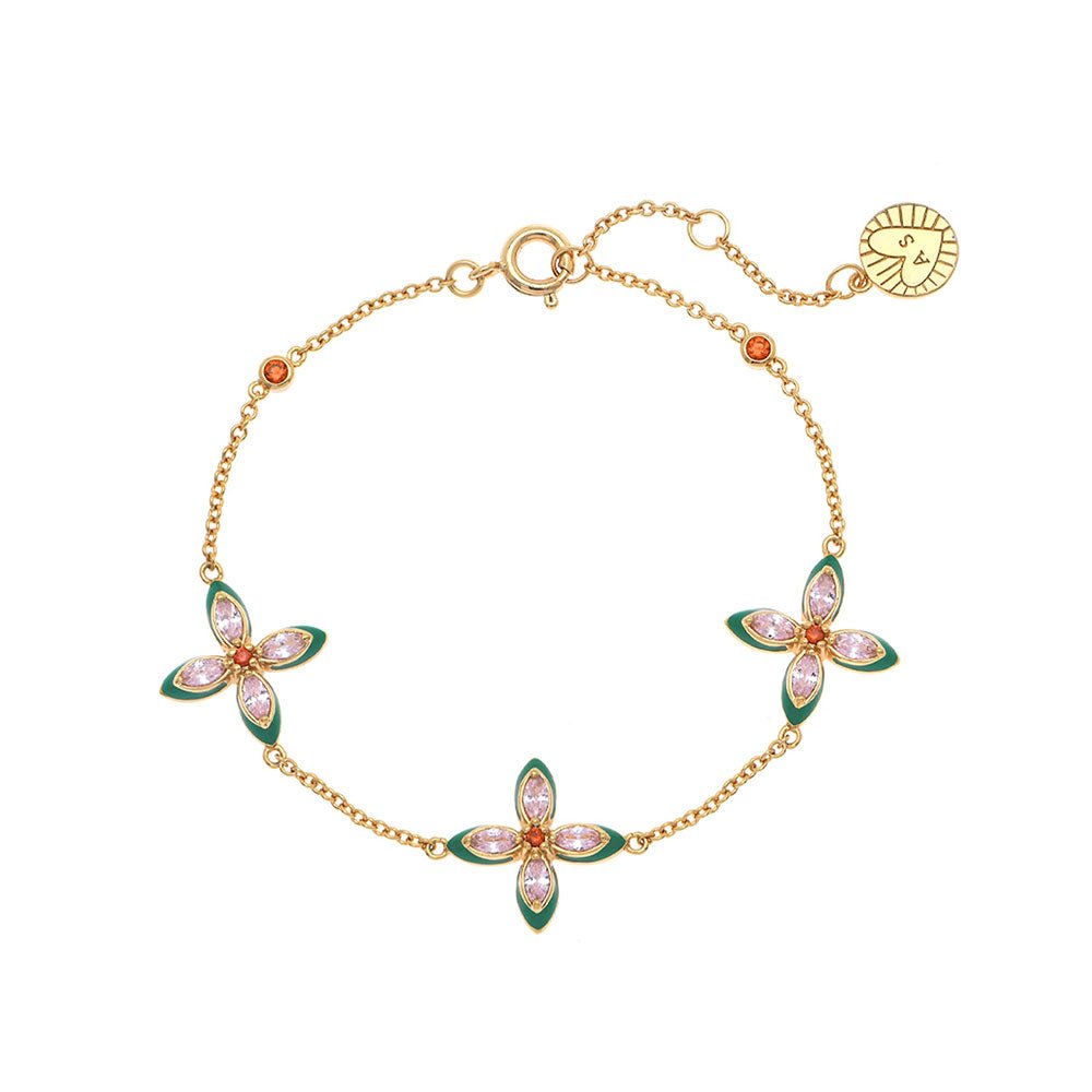 Amelia Scott Gold Lucky Clover Emerald Enamel & Blush Pink Bracelet - MococoAmelia ScottAS22TRB20/WEBBracelets