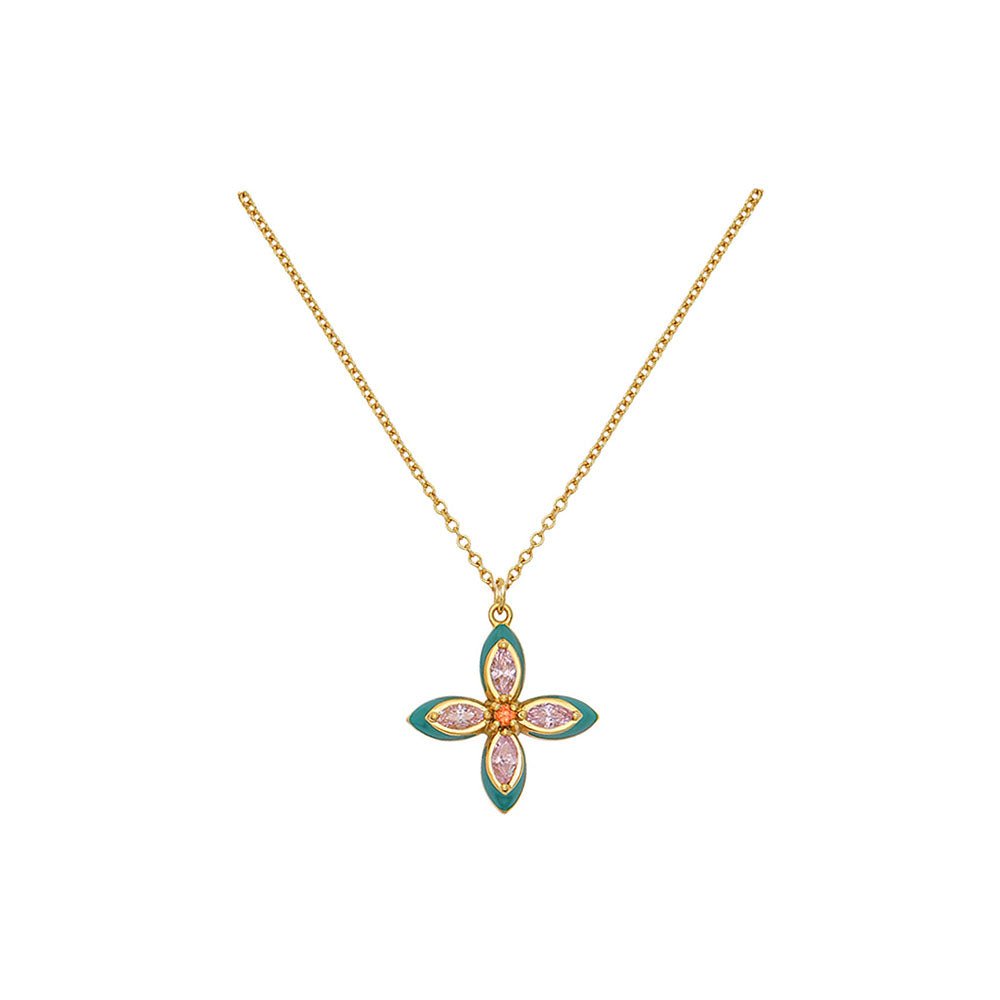 Amelia Scott Gold Lucky Clover Emerald Enamel & Blush Pink Pendant Necklace - MococoAmelia ScottAS22TRN12/WEBNecklace
