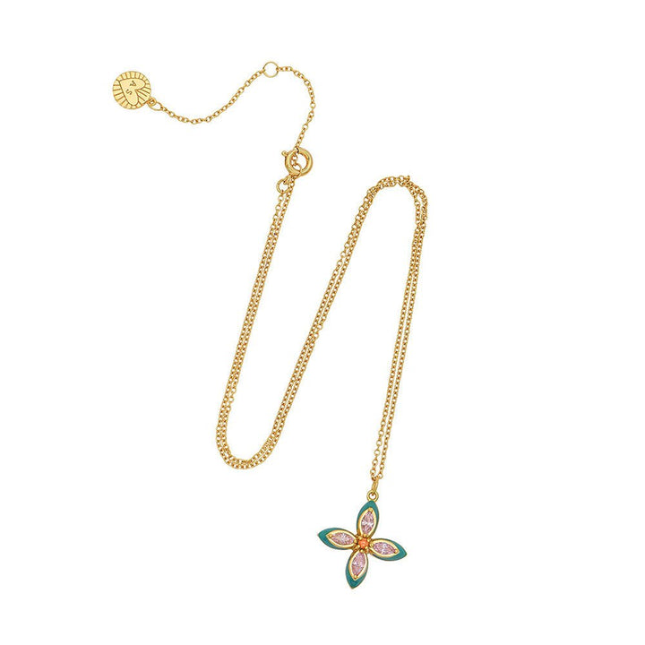 Amelia Scott Gold Lucky Clover Emerald Enamel & Blush Pink Pendant Necklace - MococoAmelia ScottAS22TRN12/WEBNecklace