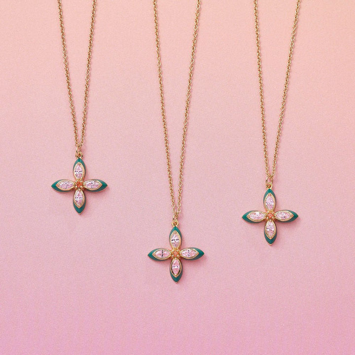 Amelia Scott Gold Lucky Clover Emerald Enamel & Blush Pink Pendant Necklace - MococoAmelia ScottAS22TRN12/WEBNecklace