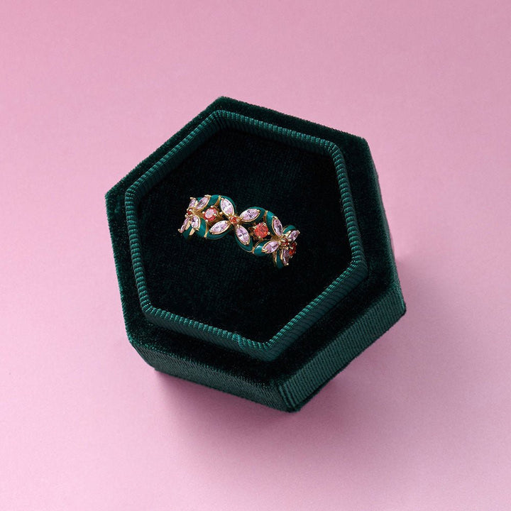 Amelia Scott Gold Lucky Clover Emerald Green & Blush Pink Ring - MococoAmelia ScottAS22TRR15S/WEBRing
