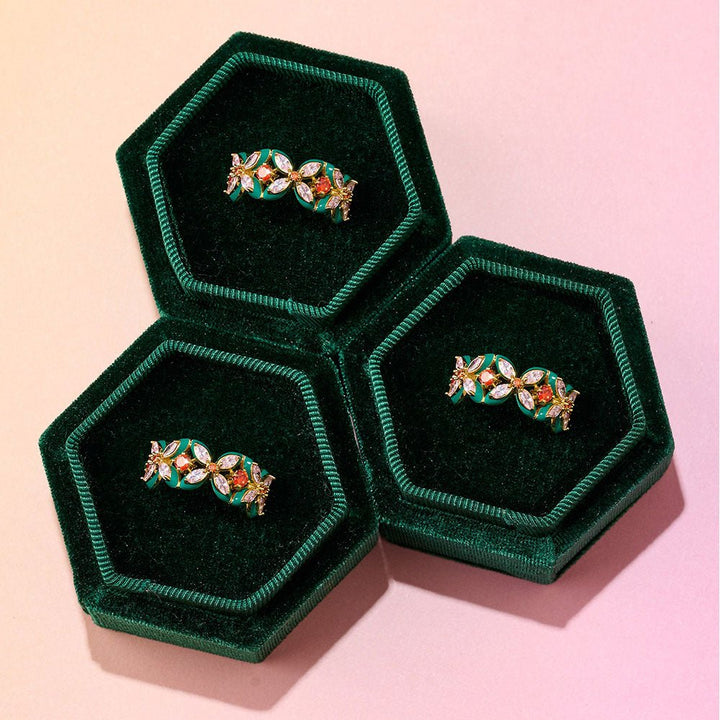 Amelia Scott Gold Lucky Clover Emerald Green & Blush Pink Ring - MococoAmelia ScottAS22TRR15S/WEBRing