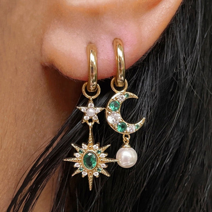Amelia Scott Gold Luna Moon & Star Huggie Hoop Earrings - MococoAmelia ScottAS22SCE12/WEBEarrings