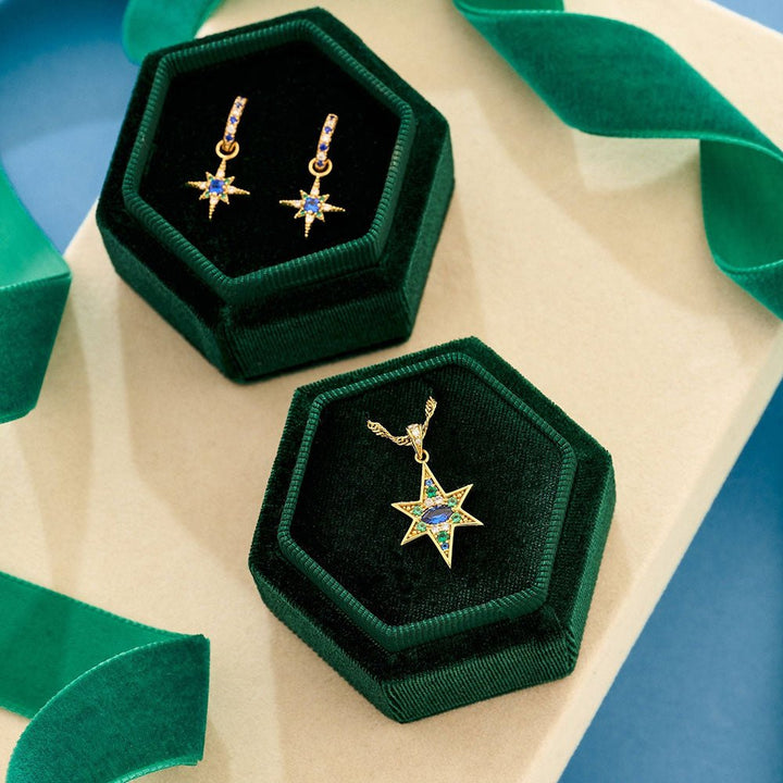 Amelia Scott Gold Nova North Star Sapphire Blue Hoop Earrings - MococoAmelia ScottAS22SGE06/WEBEarrings