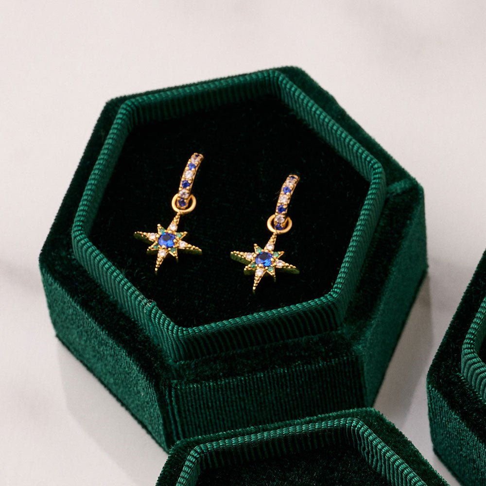 Amelia Scott Gold Nova North Star Sapphire Blue Hoop Earrings - MococoAmelia ScottAS22SGE06/WEBEarrings