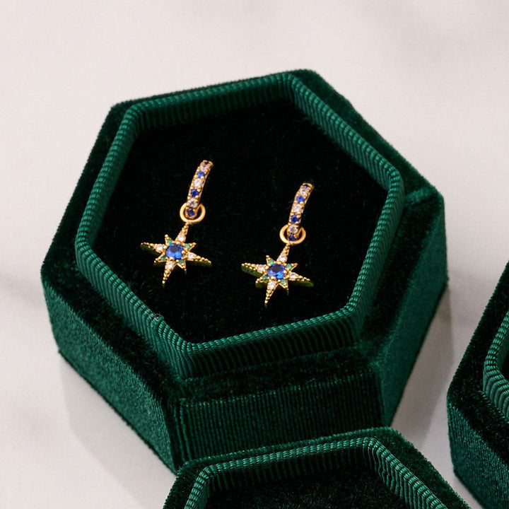 Amelia Scott Gold Nova North Star Sapphire Blue Hoop Earrings - MococoAmelia ScottAS22SGE06/WEBEarrings