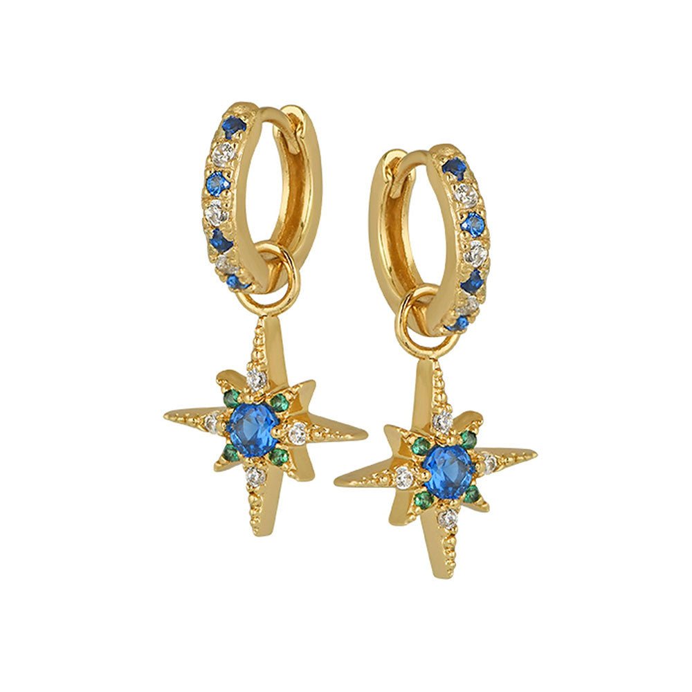 Amelia Scott Gold Nova North Star Sapphire Blue Hoop Earrings - MococoAmelia ScottAS22SGE06/WEBEarrings