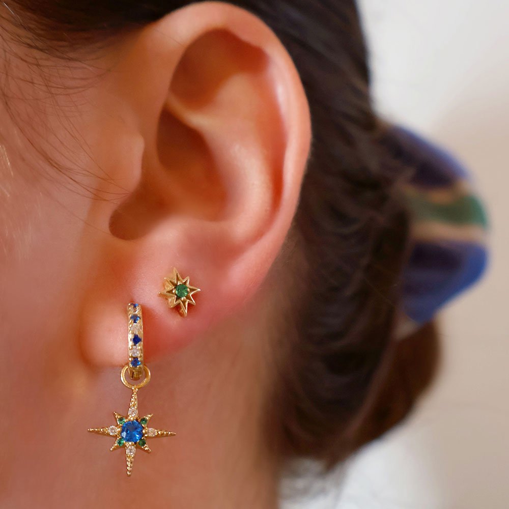 Amelia Scott Gold Nova North Star Sapphire Blue Hoop Earrings - MococoAmelia ScottAS22SGE06/WEBEarrings