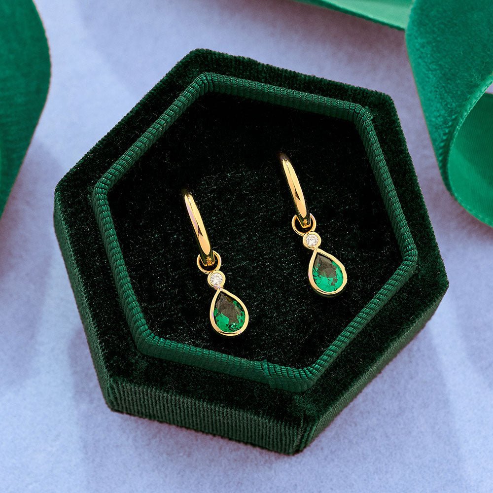 Amelia Scott Gold Sofia Emerald Green Hoop Earrings - MococoAmelia ScottAS22TRE01/WEBEarrings