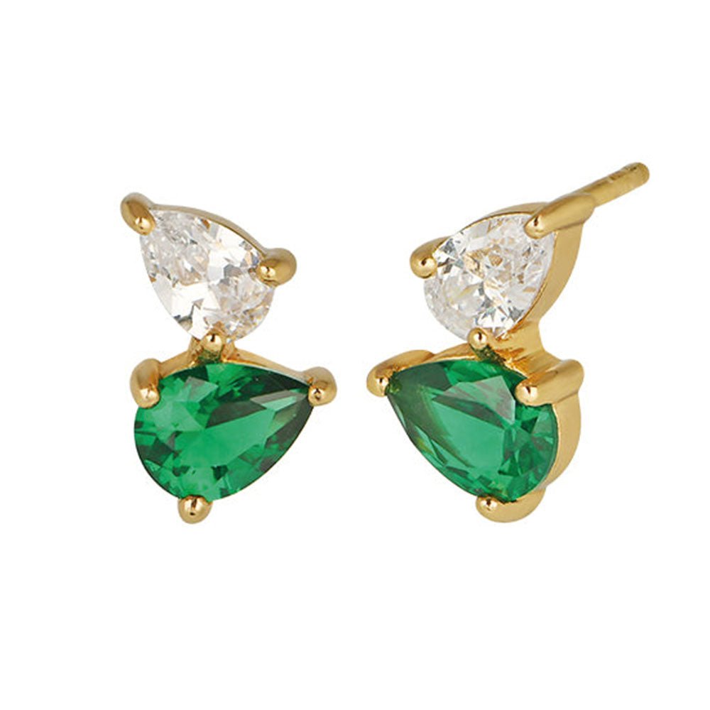 Amelia Scott Gold Sofia Emerald Green Stud Earrings - MococoAmelia ScottAS22TRE06/WEBEarrings
