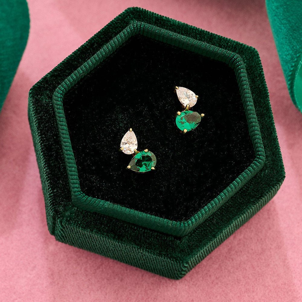 Amelia Scott Gold Sofia Emerald Green Stud Earrings - MococoAmelia ScottAS22TRE06/WEBEarrings