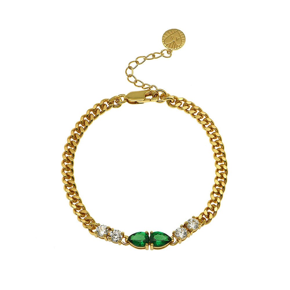 Amelia Scott Gold Sofia Emerald Green Teardrop Bracelet - MococoAmelia ScottAS22TRB04/WEBBracelets