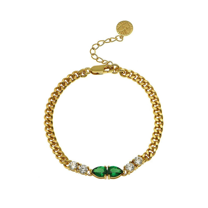 Amelia Scott Gold Sofia Emerald Green Teardrop Bracelet - MococoAmelia ScottAS22TRB04/WEBBracelets