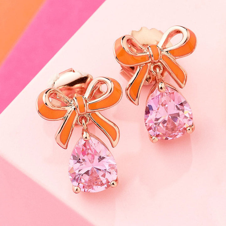 Amelia Scott Rose Gold Bow Blush Pink Earrings image