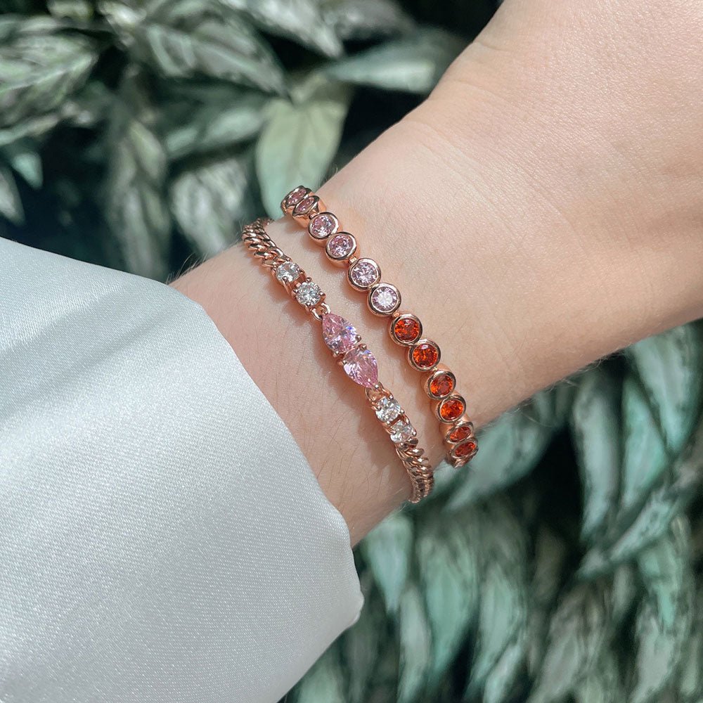 Amelia Scott Rose Gold Dotty Tennis Pink & Orange Bracelet - MococoAmelia ScottAS22TRB13/WEBBracelets