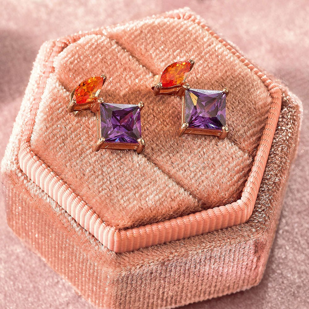 Amelia Scott Rose Gold Esme Amethyst Purple & Orange Stud Earrings - MococoAmelia ScottAS22TRE11/WEBEarrings