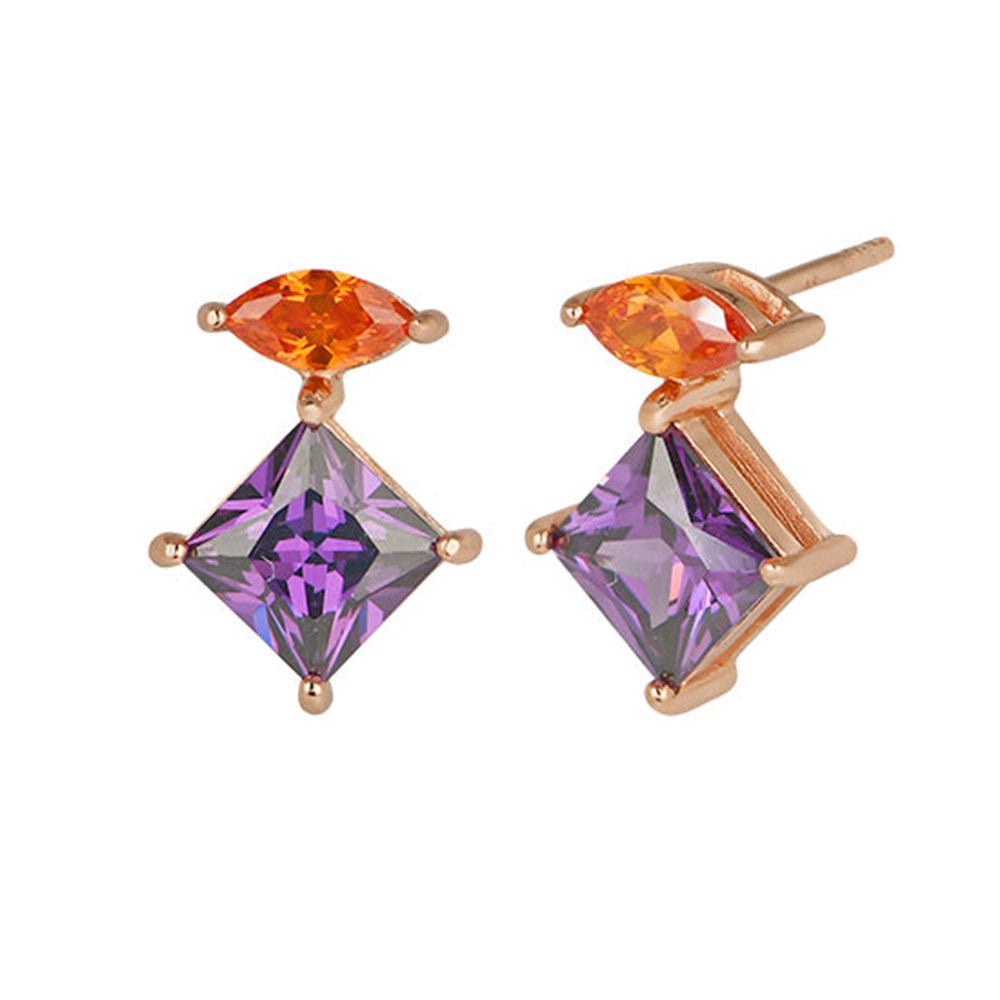 Amelia Scott Rose Gold Esme Amethyst Purple & Orange Stud Earrings - MococoAmelia ScottAS22TRE11/WEBEarrings