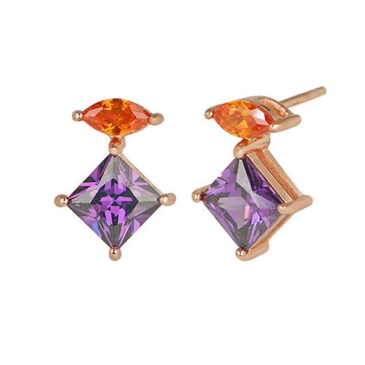Amelia Scott Rose Gold Esme Amethyst Purple & Orange Stud Earrings - MococoAmelia ScottAS22TRE11/WEBEarrings