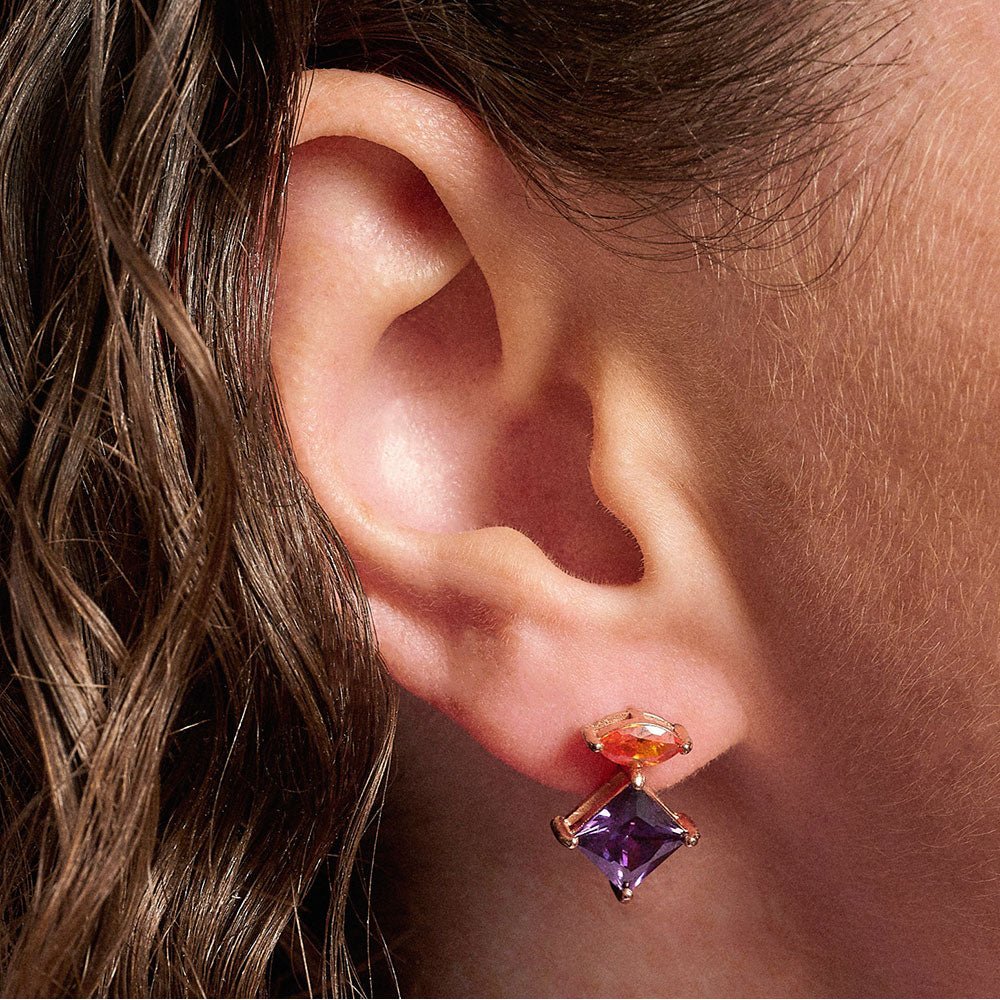 Amelia Scott Rose Gold Esme Amethyst Purple & Orange Stud Earrings - MococoAmelia ScottAS22TRE11/WEBEarrings