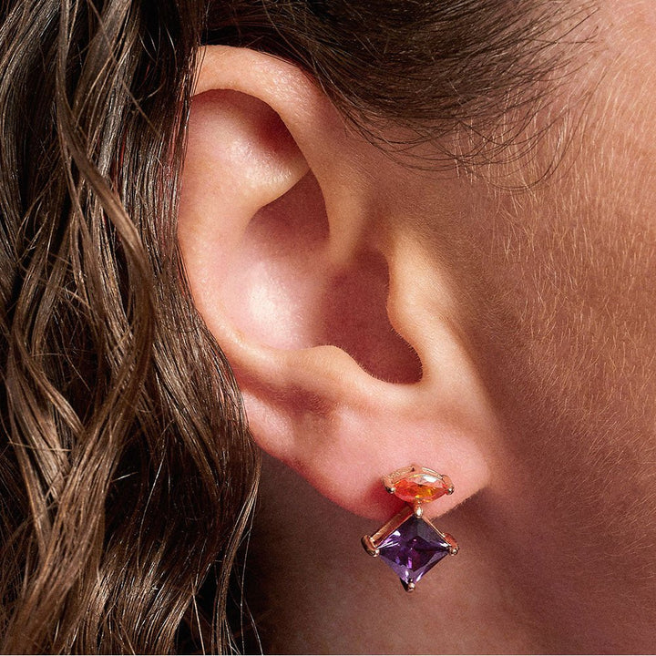 Amelia Scott Rose Gold Esme Amethyst Purple & Orange Stud Earrings - MococoAmelia ScottAS22TRE11/WEBEarrings