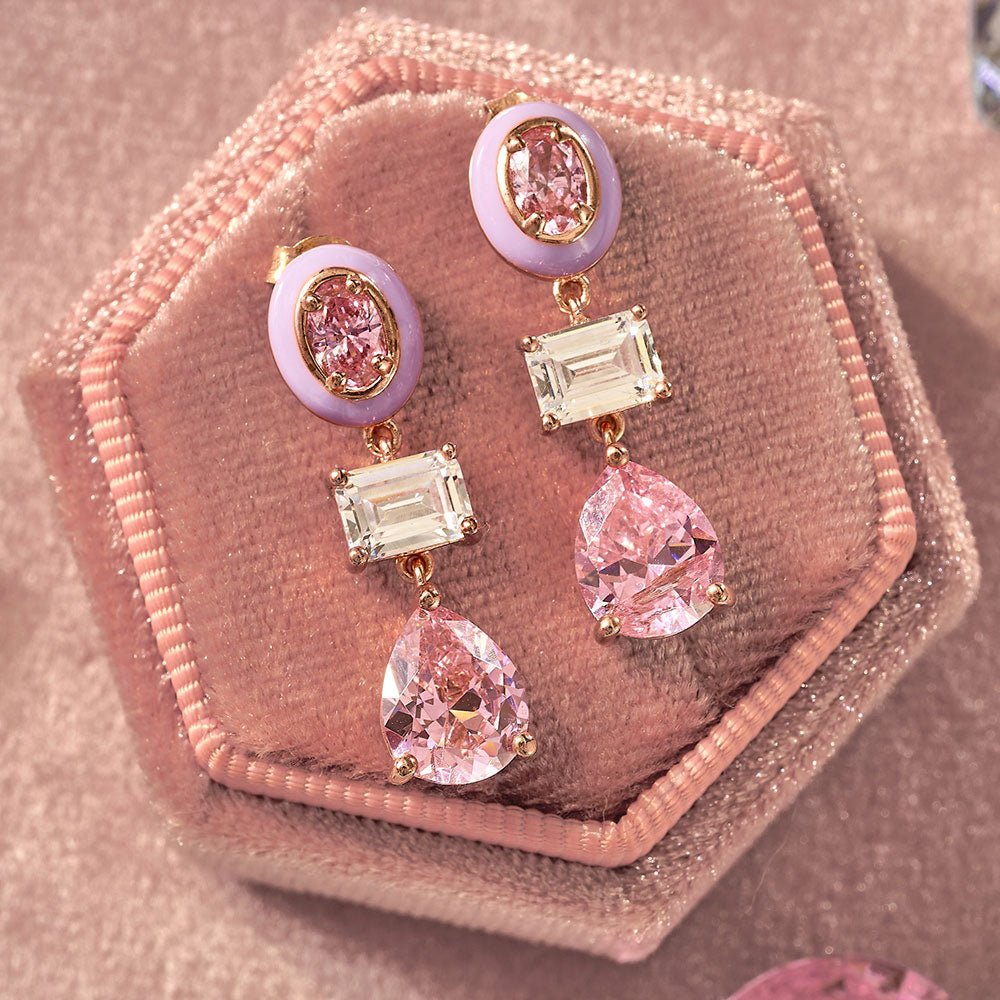 Amelia Scott Rose Gold Frida Enamel Drop Lilac & Pink Earrings - MococoAmelia ScottAS22TRE16/WEBEarrings