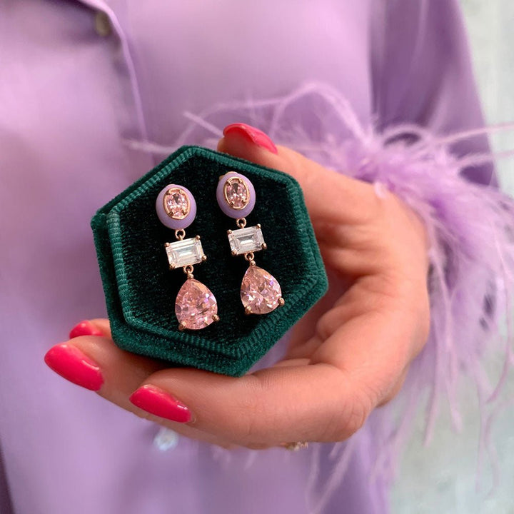 Amelia Scott Rose Gold Frida Enamel Drop Lilac & Pink Earrings - MococoAmelia ScottAS22TRE16/WEBEarrings