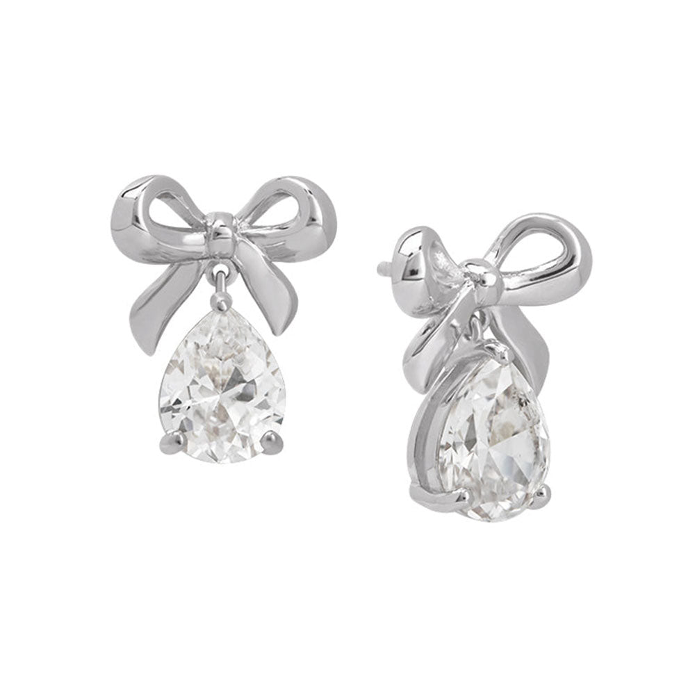 Amelia Scott Silver Bow Clear Cubic Zirconia Stud Earrings - MococoAmelia ScottAS22TRE56/WEBEarrings
