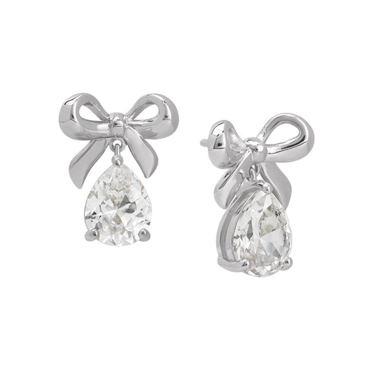 Amelia Scott Silver Bow Clear Cubic Zirconia Stud Earrings - MococoAmelia ScottAS22TRE56/WEBEarrings