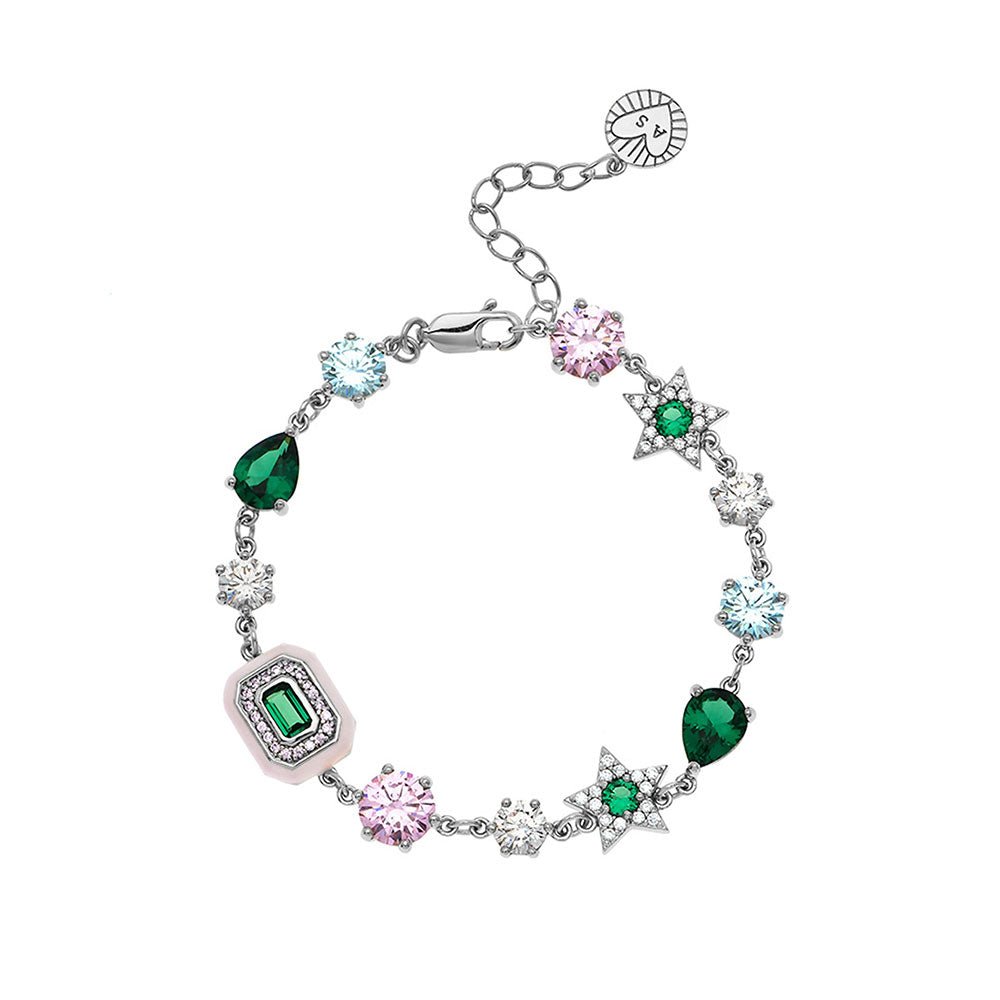 Amelia Scott Silver Celeste Cluster Blush Pink & Emerald Green Bracelet - MococoAmelia ScottAS22SGB06/WEBBracelets
