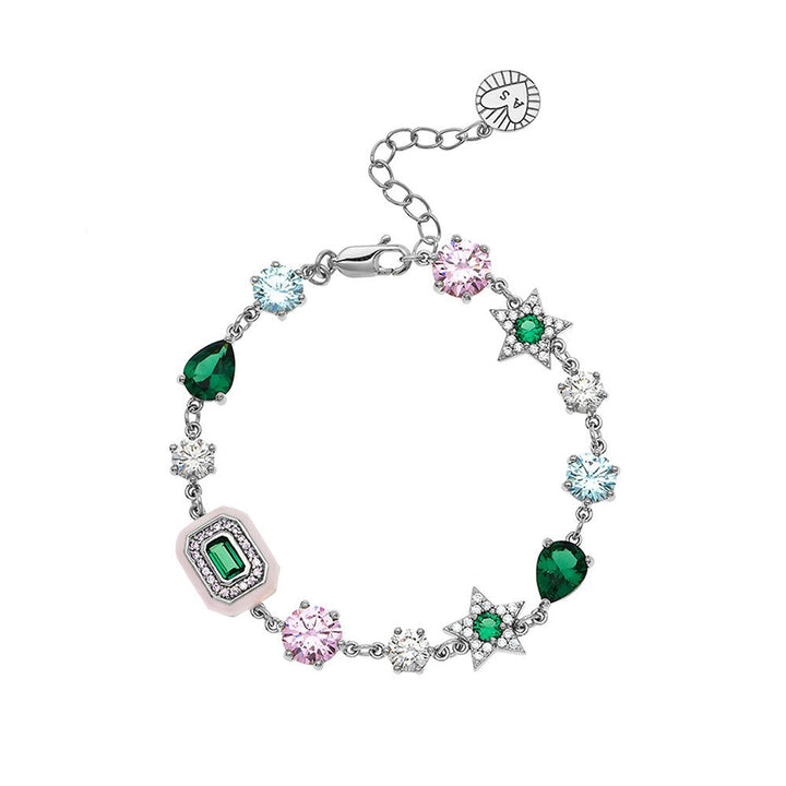Amelia Scott Silver Celeste Cluster Blush Pink & Emerald Green Bracelet - MococoAmelia ScottAS22SGB06/WEBBracelets