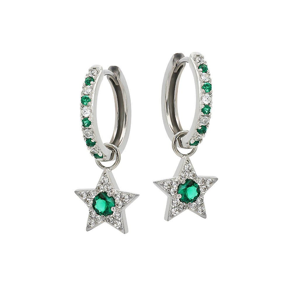 Amelia Scott Silver Celeste Mini Star Emerald Green Hoop Earrings - MococoAmelia ScottAS22SGE24/WEBEarrings